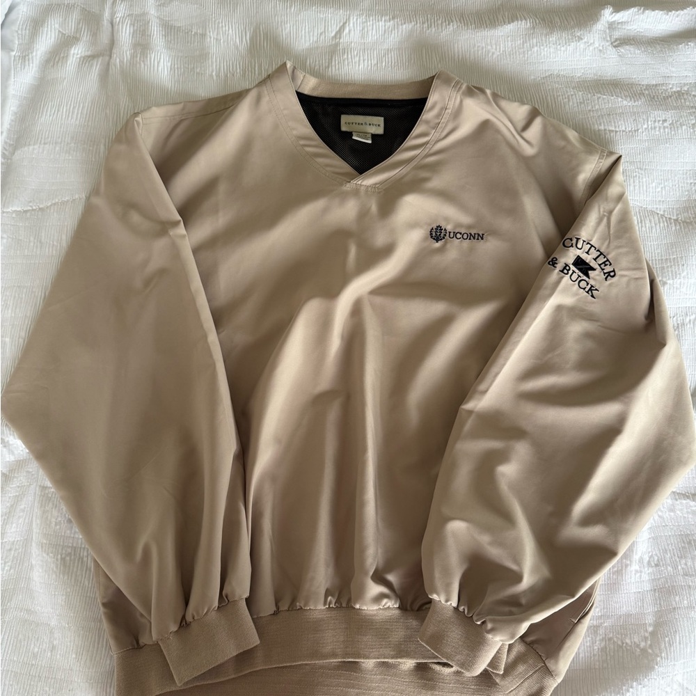 UConn Cutter & Buck Beige V-Neck Pullover